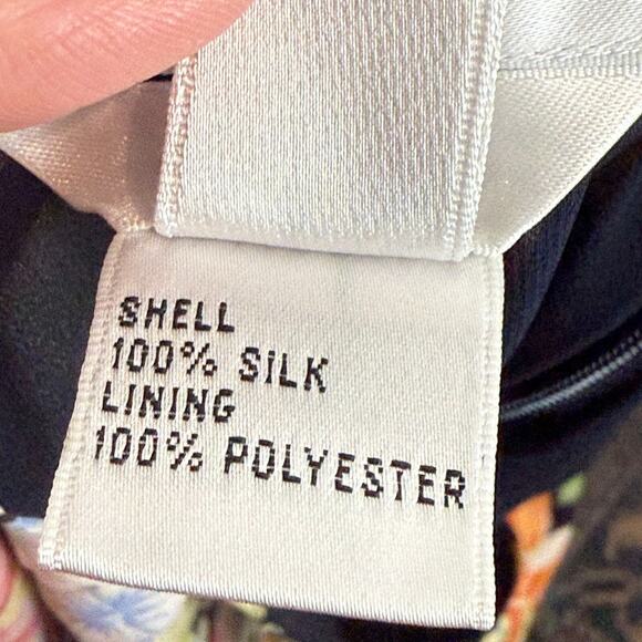 Vtg Talbots Midi Skirt Women 12 Multi Floral 100% Silk Boho Tropical Colorful - Picture 8 of 8